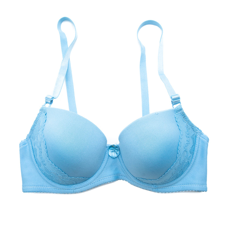 T-Shirt Bra with Lace (Blue)