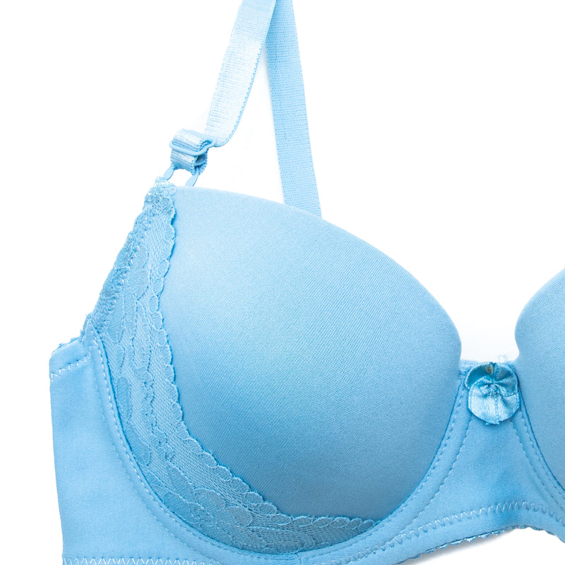 T-Shirt Bra with Lace (Blue)