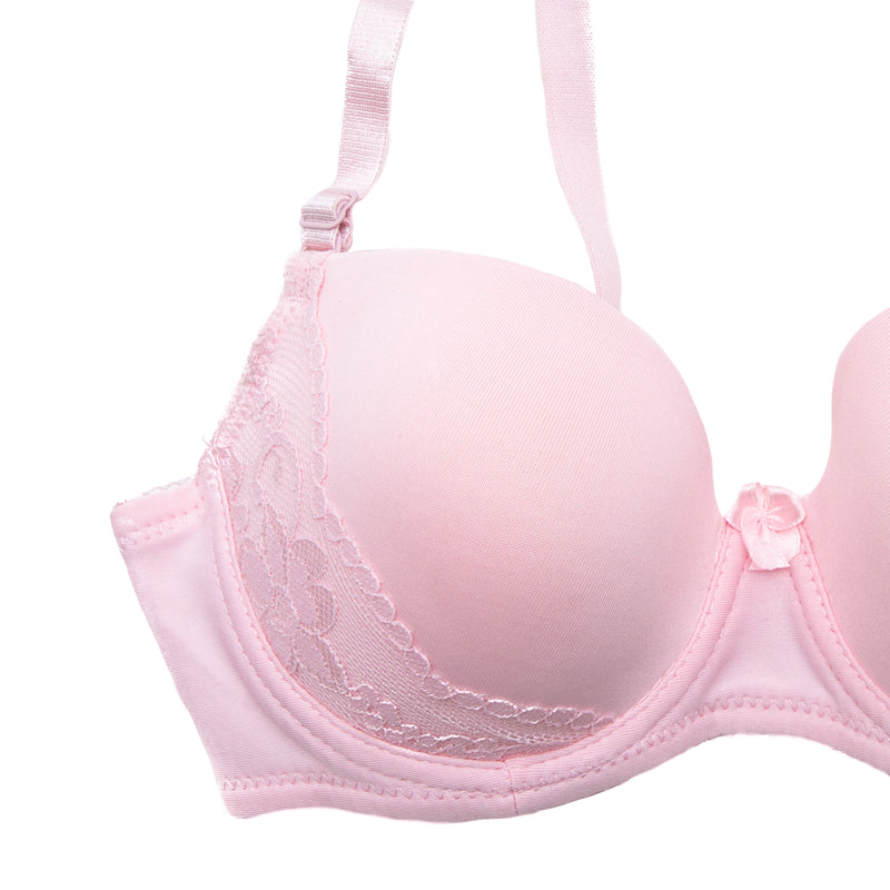 Shop T-Shirt Bra with Lace (Pink) online at