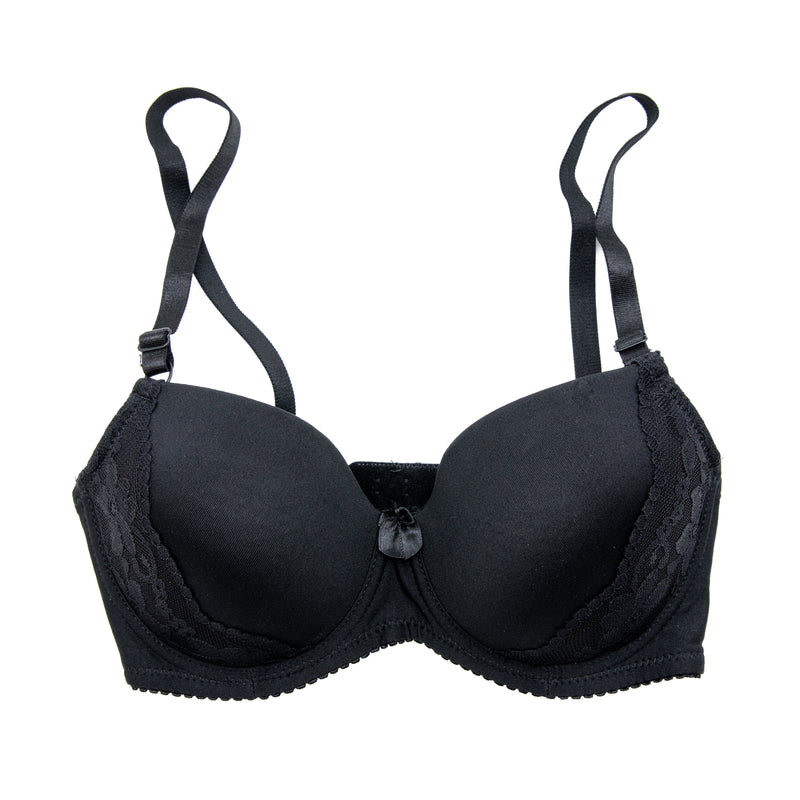 T-Shirt Bra with Lace (Black)