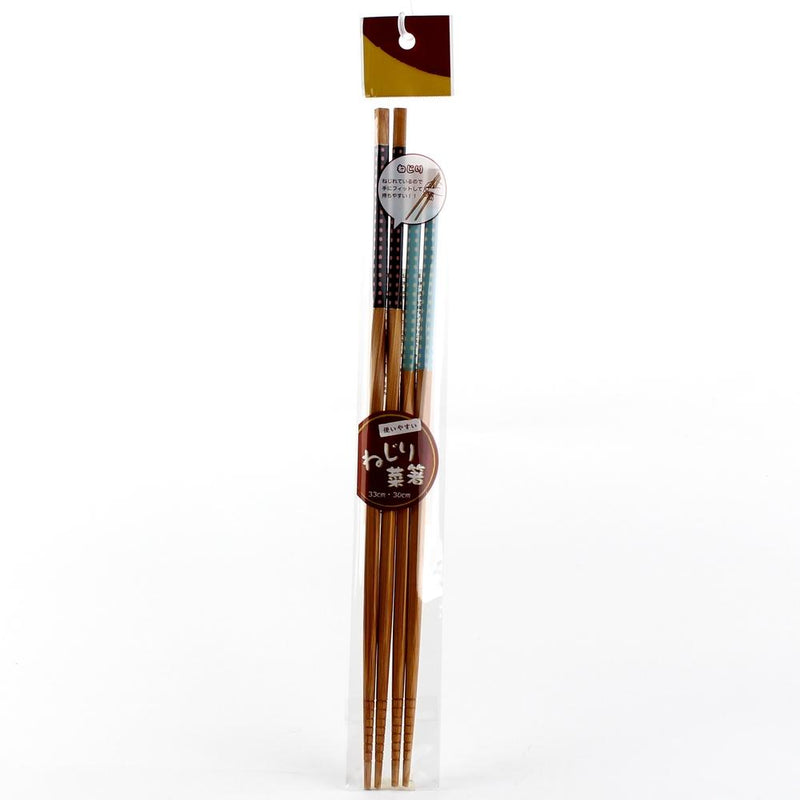 Cooking Chopsticks (Bamboo/Polka Dots/DK BL*BL/33x1.5x0.7cm (2pr))