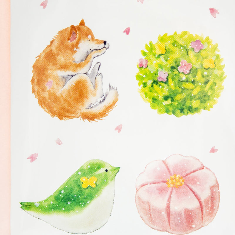 Greeting Card (Shiba Dog & Delicious Spring/Card: 15×10.5cm, Envelope: 16.5×11.5cm/SMCol(s): Brown,Green,Pink)
