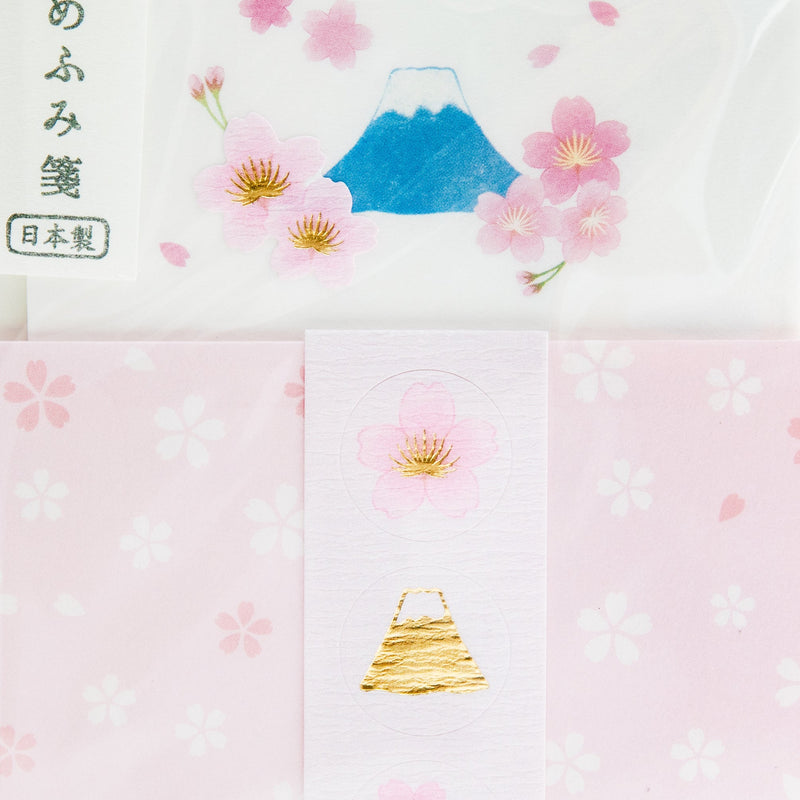 Letter Writing Set (Spring/Mt. Fuji/Letter Paper: 8x11cm, Envelope: 9x6.3cm/SMCol(s): Pink,Blue)