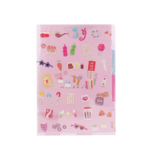 Snack Memorial File Folder With 3 Pockets/Snack Memorial/A4: 21x29.7cm/15.6x22cm/SMCol(s): Pink)