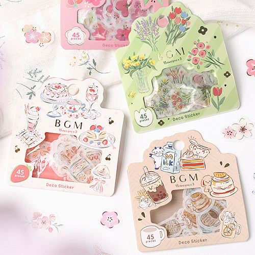 BGM Maiden's Tea Time Flake Stickers (15 designs x 3 pcs)