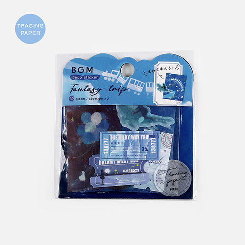 BGM 45pcs Fantasy Travel: Galaxy Tracing Paper Sticker Flakes BS-TF016