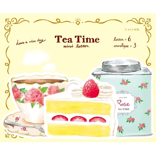 Furukawa Shiko Otome Time Paper Works Mini Letter Set Die-Cut Tea Time Rose