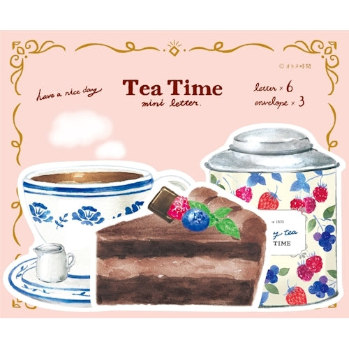 Furukawa Shiko Otome Time Paper Works Mini Letter Set Die-Cut Tea Time Berry