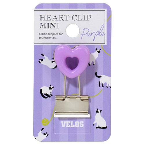 Velos Binder Clip Heart Clip Mini Purple