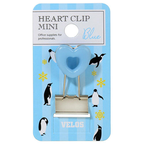 Velos Binder Clip Heart Clip Mini Blue