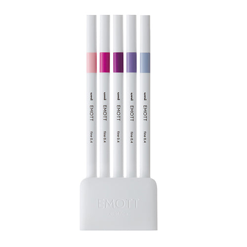 Uni Emott 5-Color 0.4mm Marker Set (Lilac / Pure Pink / Baby Pink / Mauve / Sea Fog)