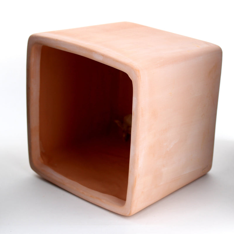Terracotta Wash Cube Vase 7" M:6 Pc