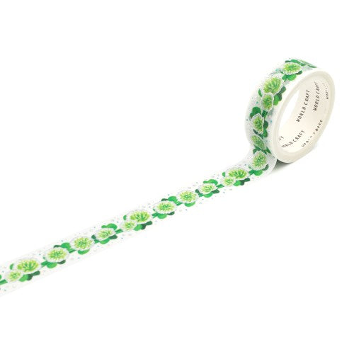 World Craft Glittery White Clover Masking Tape KRMT15-065