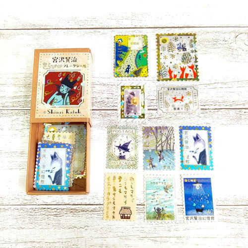 Seal Do Miyazawa Kenji: Amenimo Makezu, Yuki Watari, Spring and Asura Sticker Flakes ks-fb-10006