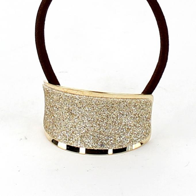 Hair Tie with Gold Glitter Metal Cuff