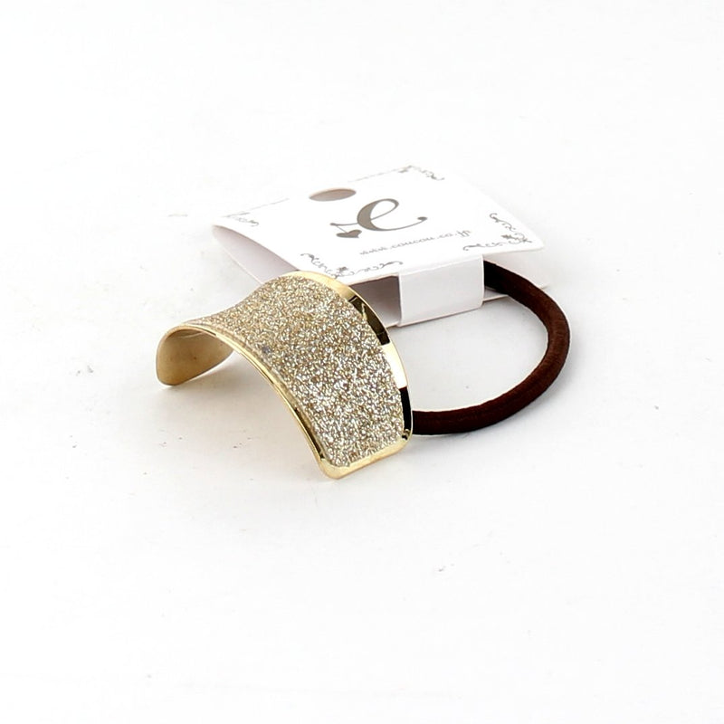Hair Tie with Gold Glitter Metal Cuff