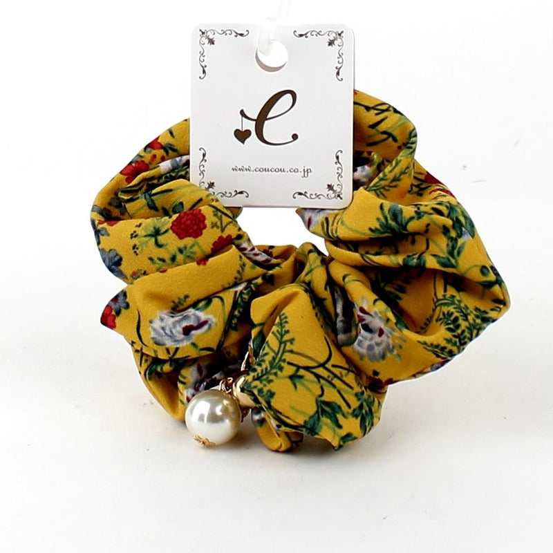 Flower Scrunchie with Pearl (Mustard Yellow)