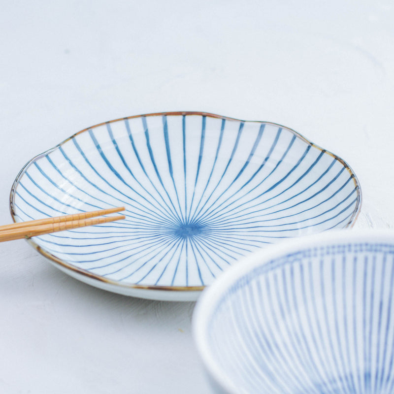 Hoso Tokusa-Ten Thin Grass 21 cm Ceramic Deep Dish