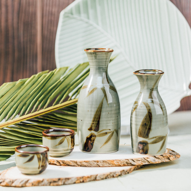 Mashiko Bamboo Porcelain Tokkuri Sake Bottle